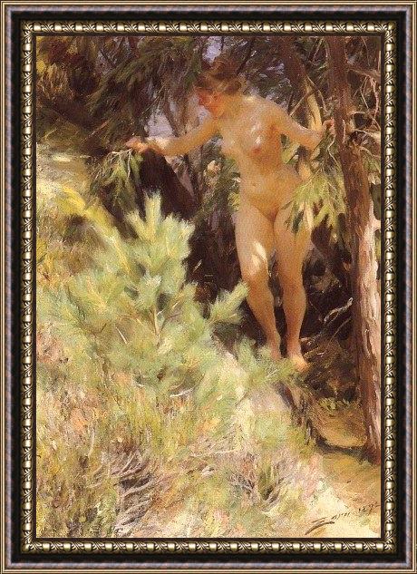 Framed Anders Zorn naken under en gran [nude under a fir] painting